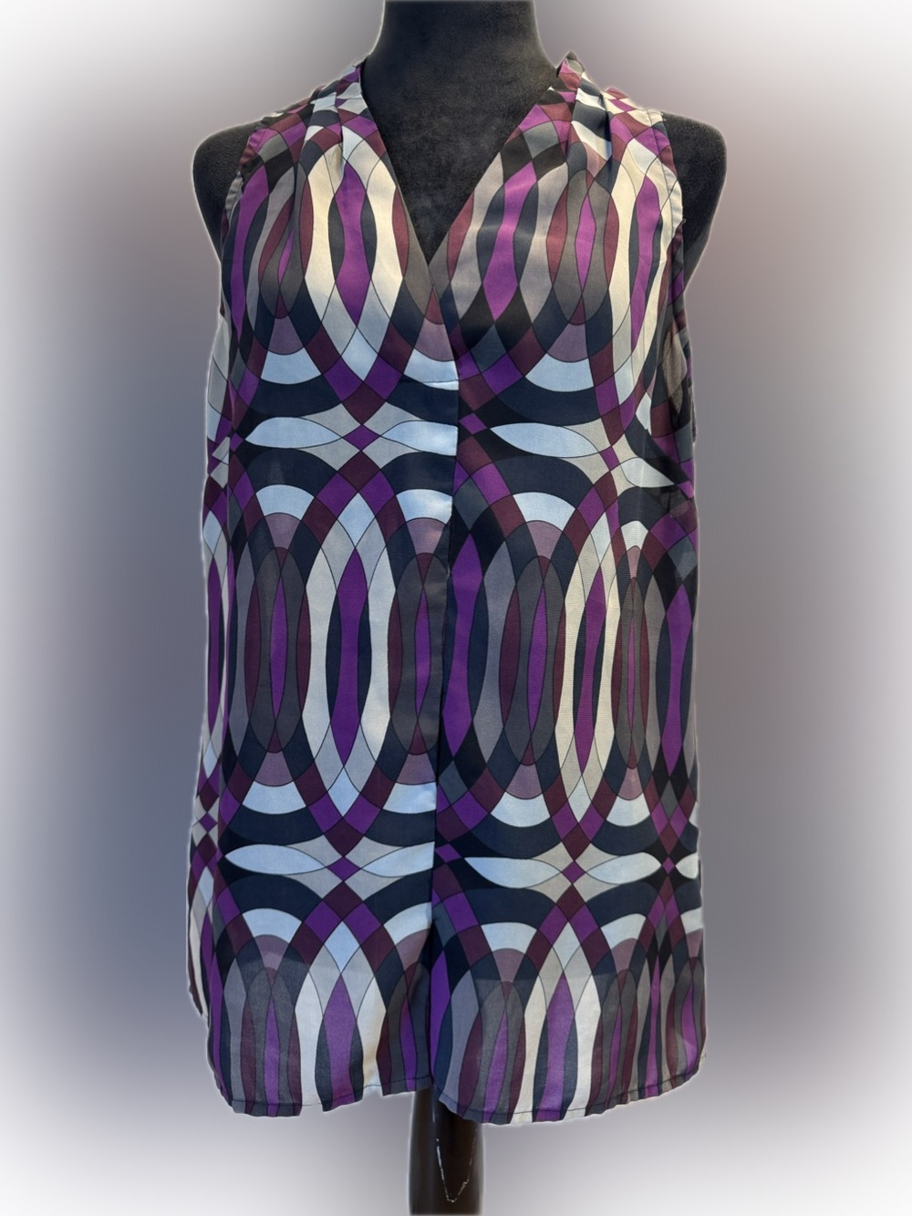 Banana Republic Purple Geometric Print Sleeveless Top M